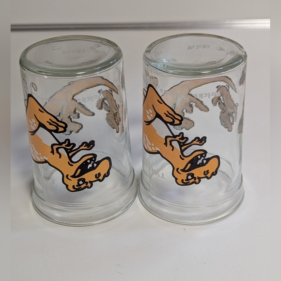 1988 Dinosaur Welch's T-Rex Jelly Jar Tyrannosaurus Rex Juice Drinking Glass X 2 - Picture 7 of 7